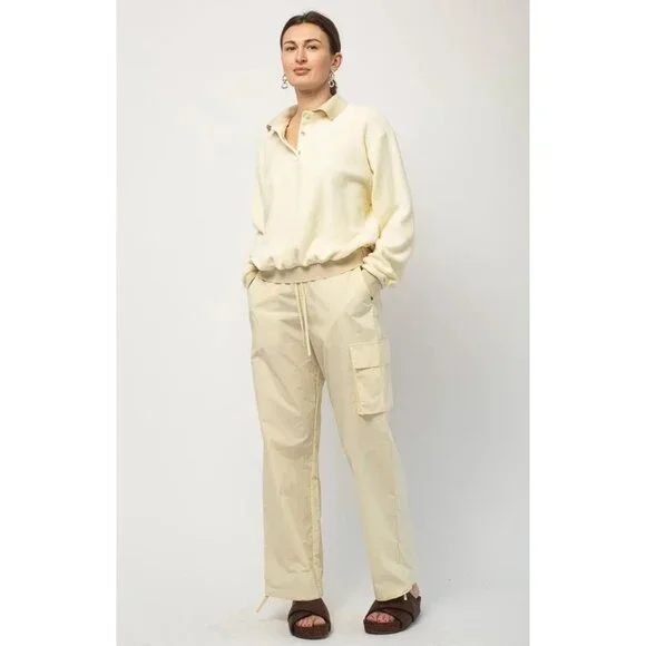 DONNI. Women's Nylon Cargo Pants Size S In Cream - Picture 3 of 13